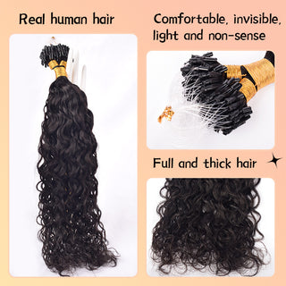 Natural Black Italian Curly Mirco Ring Hair Extension 100% Real Human Hair CVOHAIR