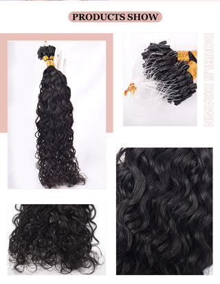 Natural Black Italian Curly Mirco Ring Hair Extension 100% Real Human Hair CVOHAIR