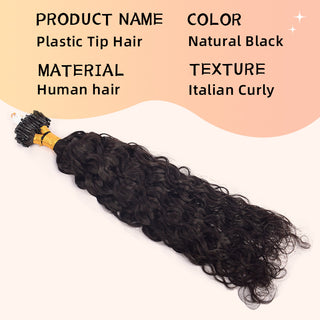 Natural Black Italian Curly Mirco Ring Hair Extension 100% Real Human Hair CVOHAIR