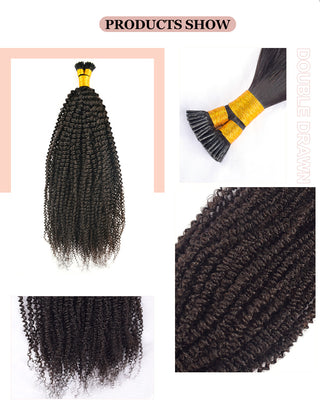 Kinky Curly I Tip Hair Extensions 100% Real Human Hair 100g CVOHAIR