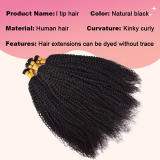 Kinky Curly I Tip Hair Extensions 100% Real Human Hair 100g CVOHAIR