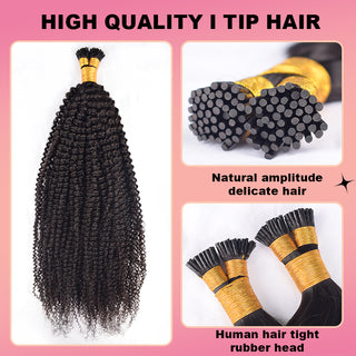 Kinky Curly I Tip Hair Extensions 100% Real Human Hair 100g CVOHAIR