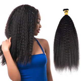 Kinky Straight I Tip Hair Extensions 100% Real Human Hair 100g CVOHAIR