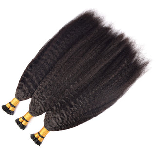 Kinky Straight I Tip Hair Extensions 100% Real Human Hair 100g CVOHAIR