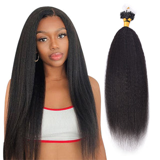 Natural Black Kinky Straight Mirco Ring Hair Extension 100% Real Human Hair CVOHAIR