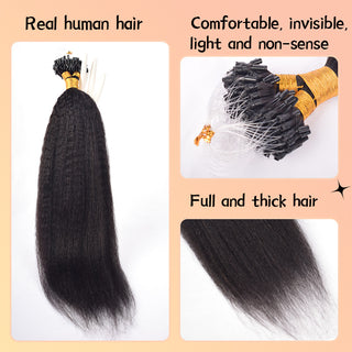 Natural Black Kinky Straight Mirco Ring Hair Extension 100% Real Human Hair CVOHAIR