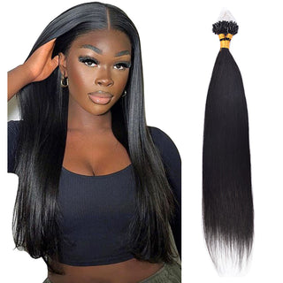 Natural Black Straight Mirco Ring Hair Extension 100% Real Human Hair CVOHAIR