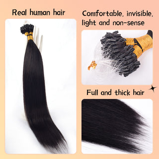 Natural Black Straight Mirco Ring Hair Extension 100% Real Human Hair CVOHAIR