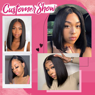 #1 Bob Straight HD Lace Front Wigs Human Hair 200% Density Transparent Lace Frontal Wigs Pre Plucked With Baby Hair CVOHAIR