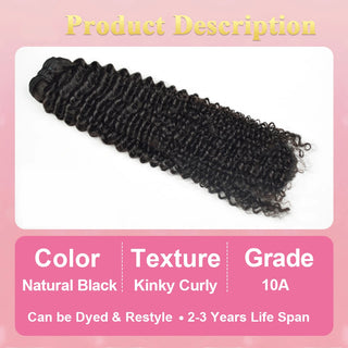 CVOHAIR Kinky Curly Echthaar-Webart, 3 Bündel, 100 % unverarbeitete Haartressen-Extensions, natürliche schwarze Farbe