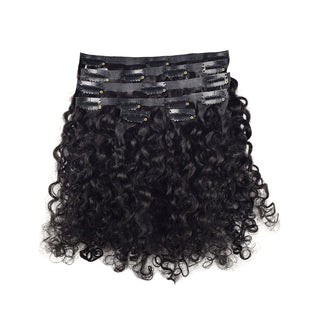 #1B 6Pcs Burmese Curly Free Shipping PU Seamless Clip ins Hair Extensions Real Human Hair CVOHAIR