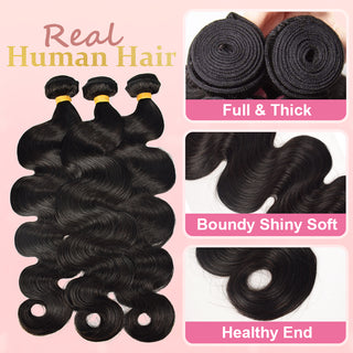 #1 Body Wave Human Hair 3 Bundles Virgin Hair 100% Unprocessed Weave Bundles Human Hair Double Weft CVOHAIR