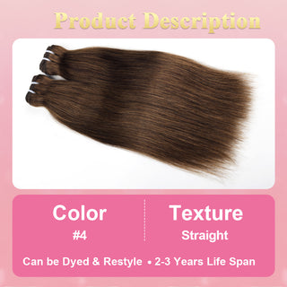 #4 Straight Hair Bundles 100% Unprocessed Brazilian Virgin Human Hair Weave Bundles for Black Women CVOHAIR