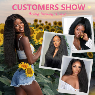 #1B Kinky Straight Human Hair 3 Bundles 100% Unprocessed Virgin Human Hair Weave Extensions Natural Color CVOHAIR